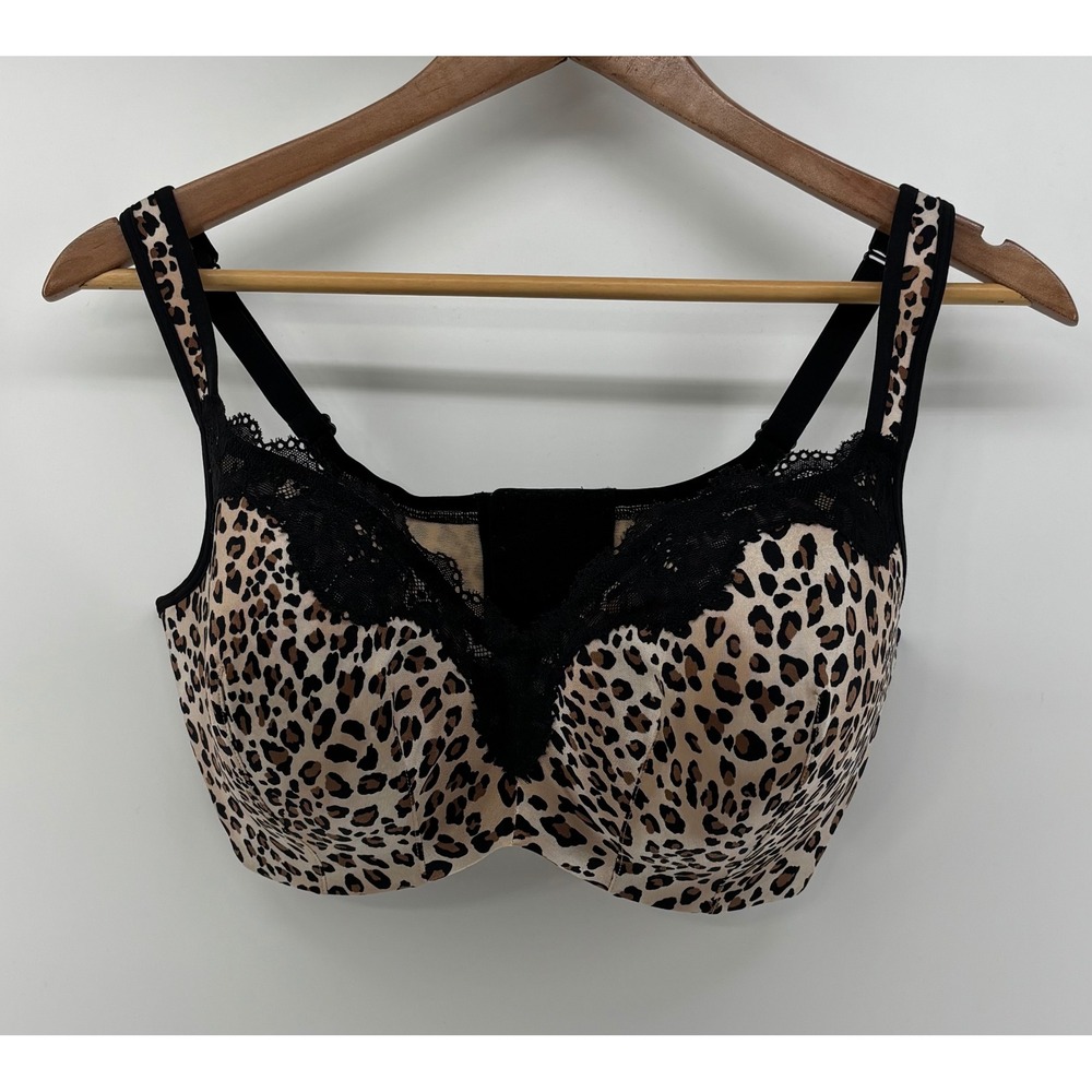 Cacique Bra Size 38DDD Leopard Lace Trim Full Coverage